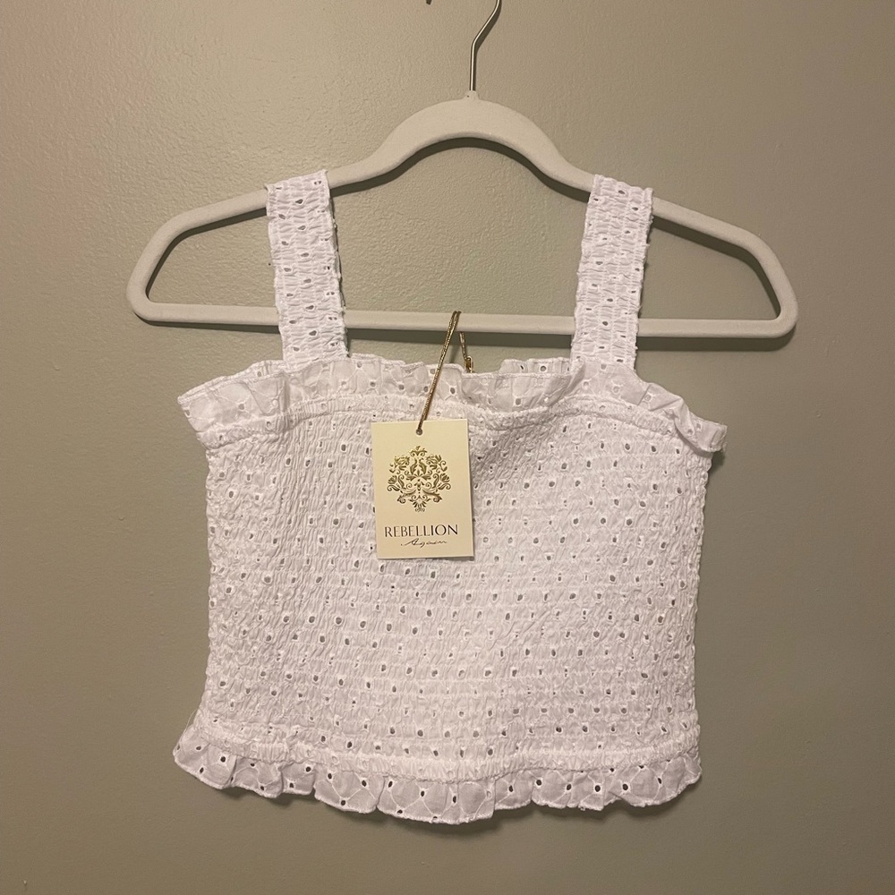 Rebellion Again eyelet crop top